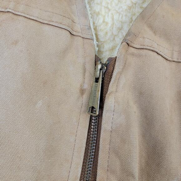 Vintage Carhartt Sherpa Lined Vest Sz XL Duck Canvas Union Made USA Distressed - Picture 2 of 9
